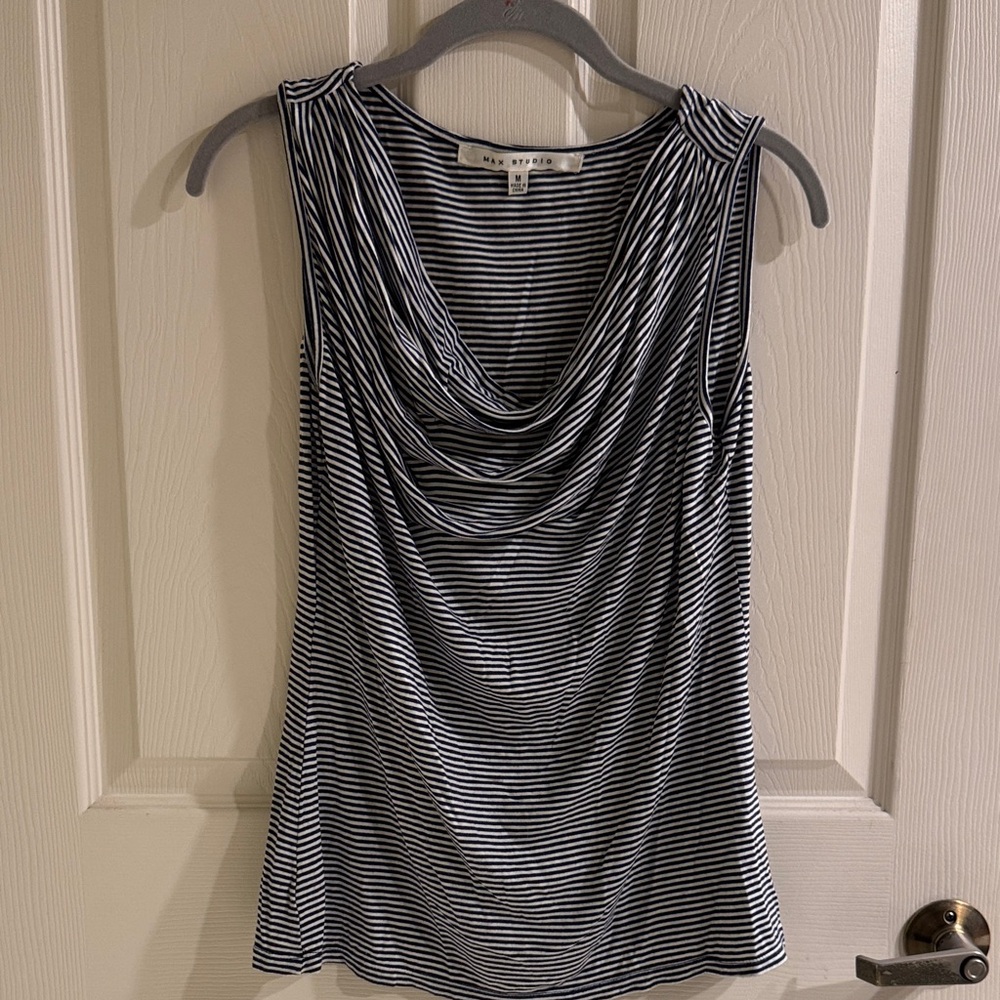 Max Studio Black and White Striped Tank Top